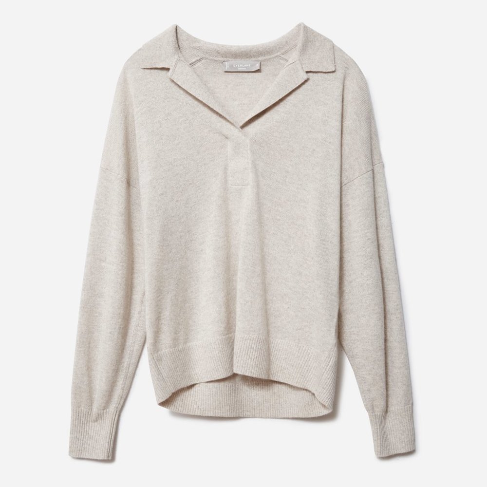 Everlane Cashmere Polo in Oatmeal